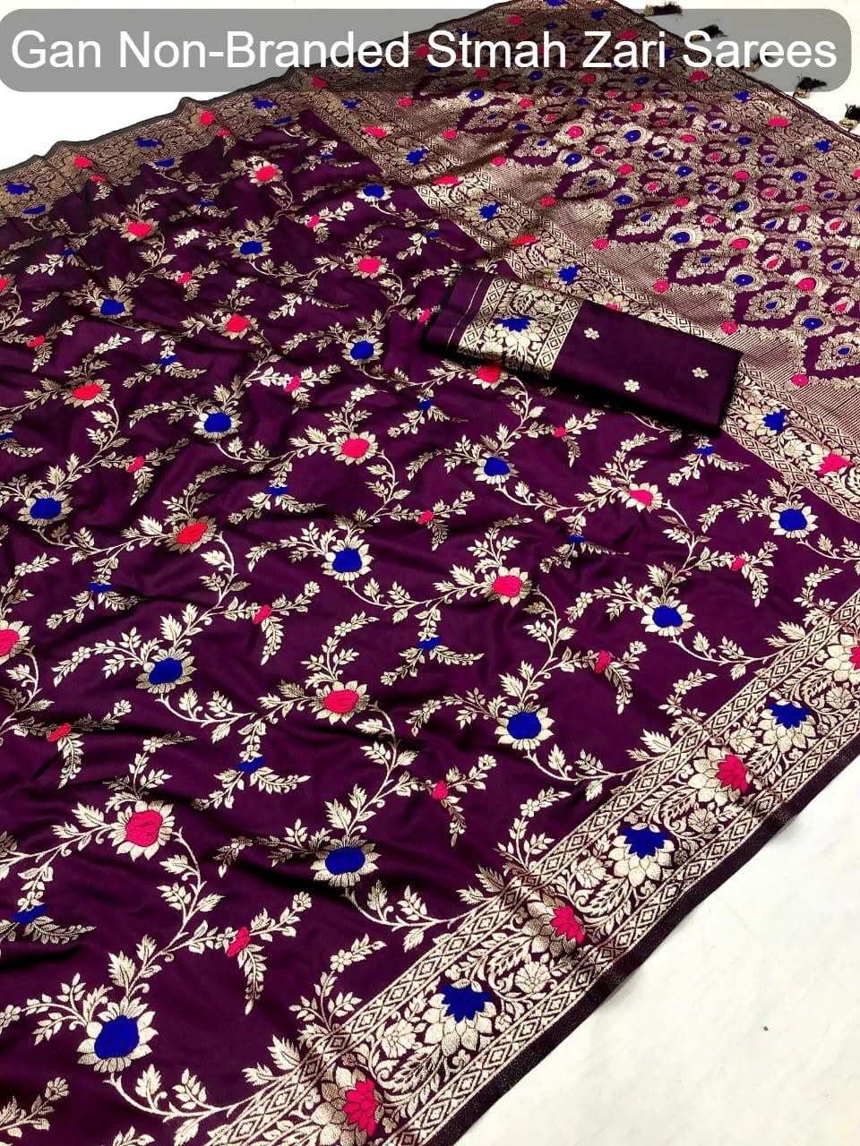 Gan Non-Branded Stmah Zari Sarees