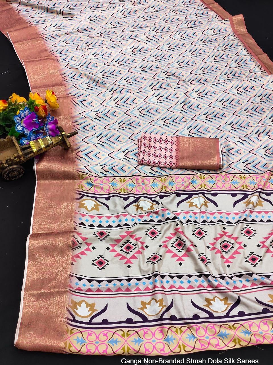 Ganga Non-Branded Stmah Dola Silk Sarees