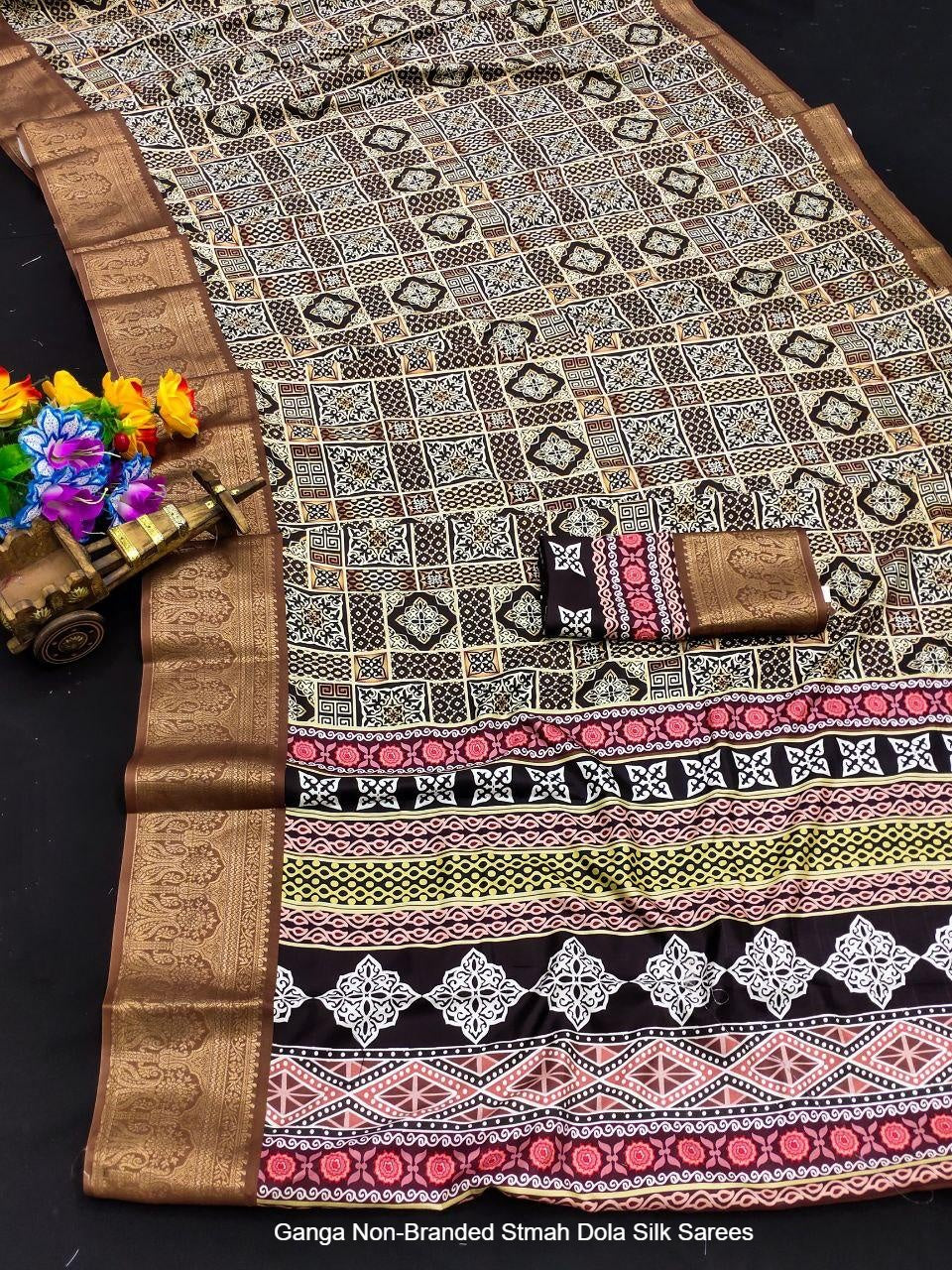 Ganga Non-Branded Stmah Dola Silk Sarees