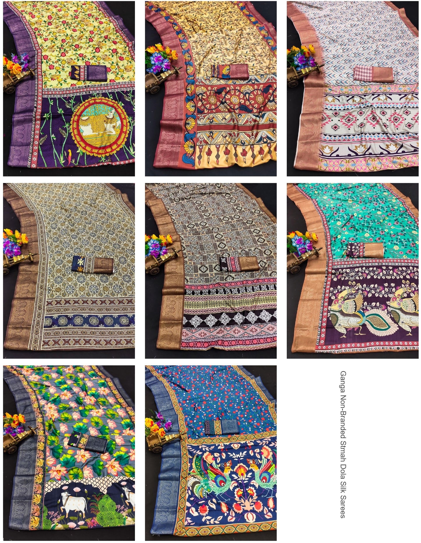 Ganga Non-Branded Stmah Dola Silk Sarees