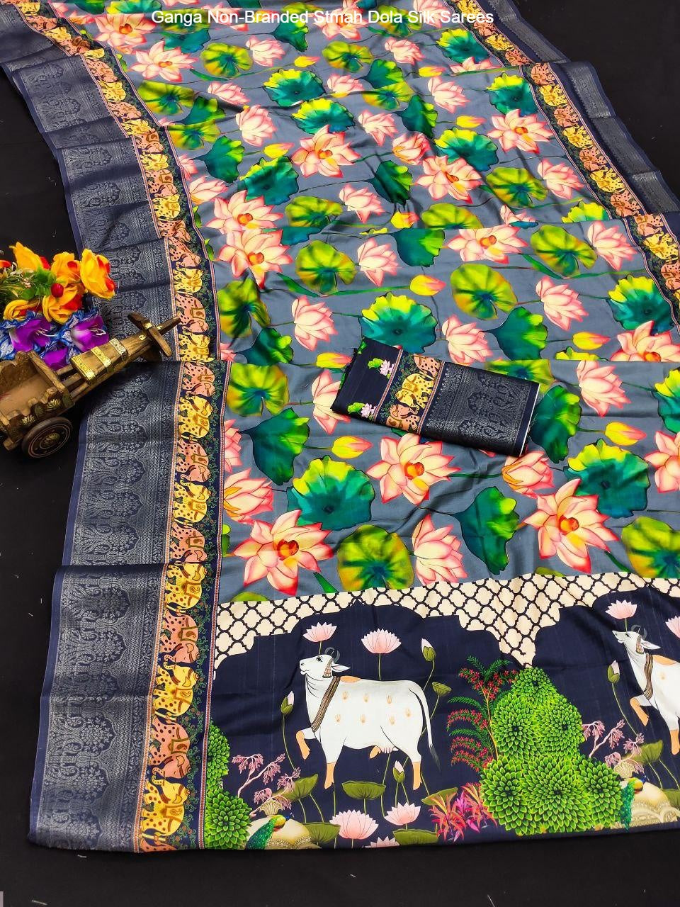Ganga Non-Branded Stmah Dola Silk Sarees