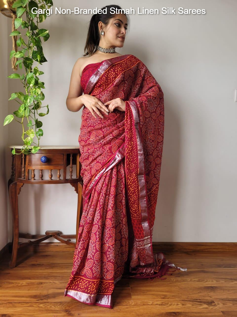 Gargi Non-Branded Stmah Linen Silk Sarees