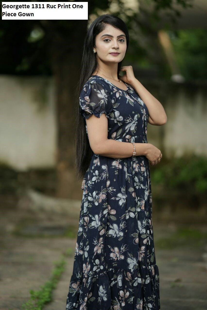 Georgette 1311 Ruc Print One Piece Gown