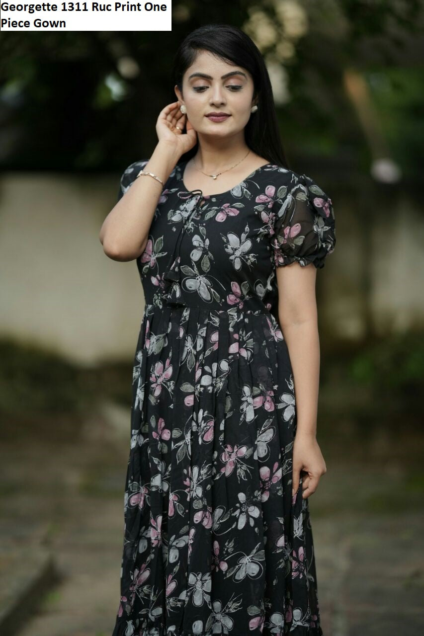 Georgette 1311 Ruc Print One Piece Gown