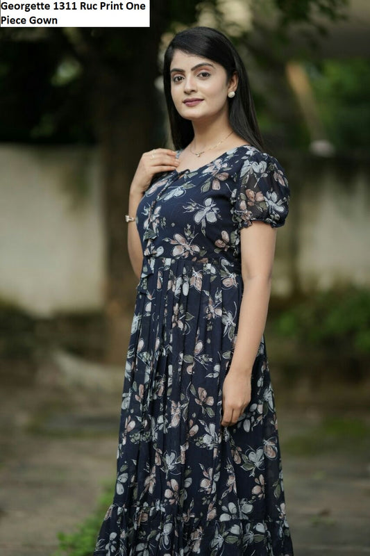 Georgette 1311 Ruc Print One Piece Gown