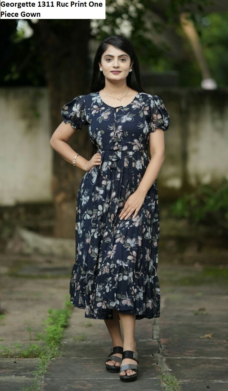 Georgette 1311 Ruc Print One Piece Gown