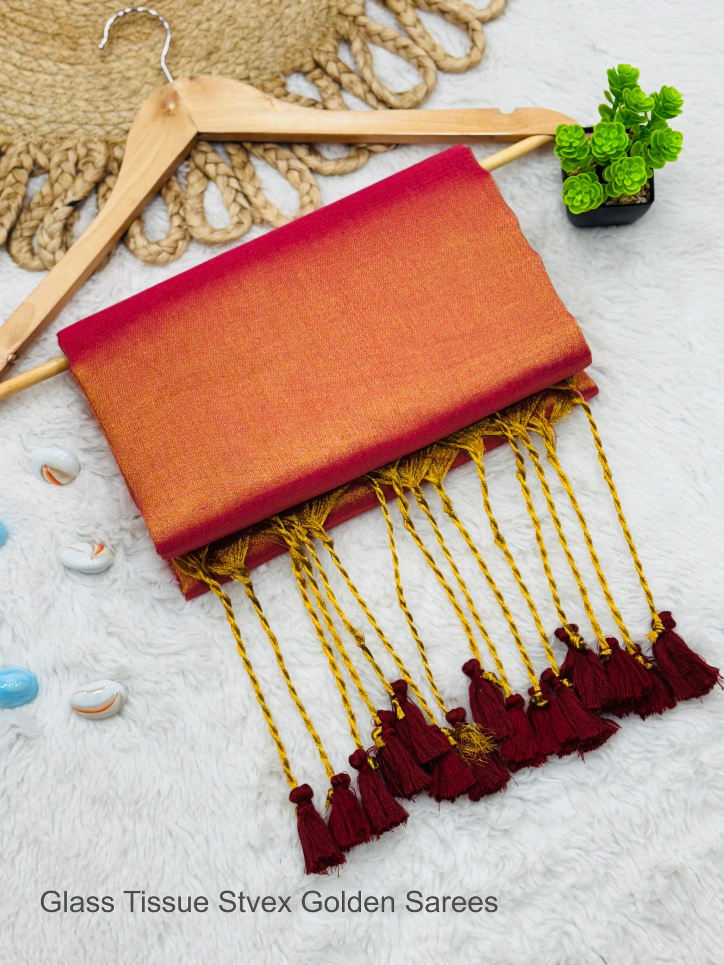 Glass Tissue Stvex Golden Sarees