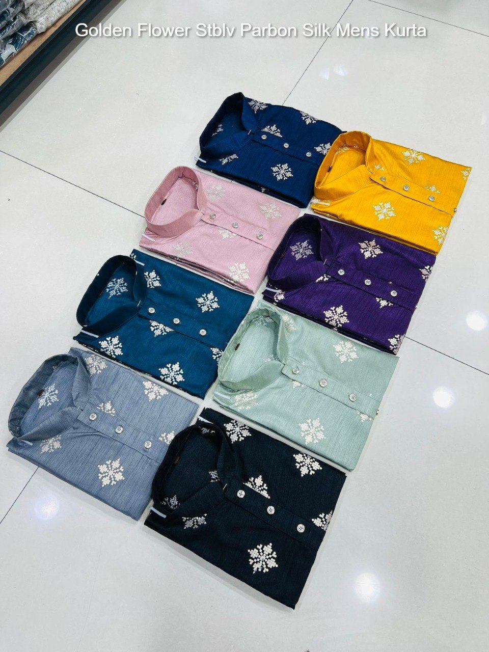 Golden Flower Stblv Parbon Silk Mens Kurta