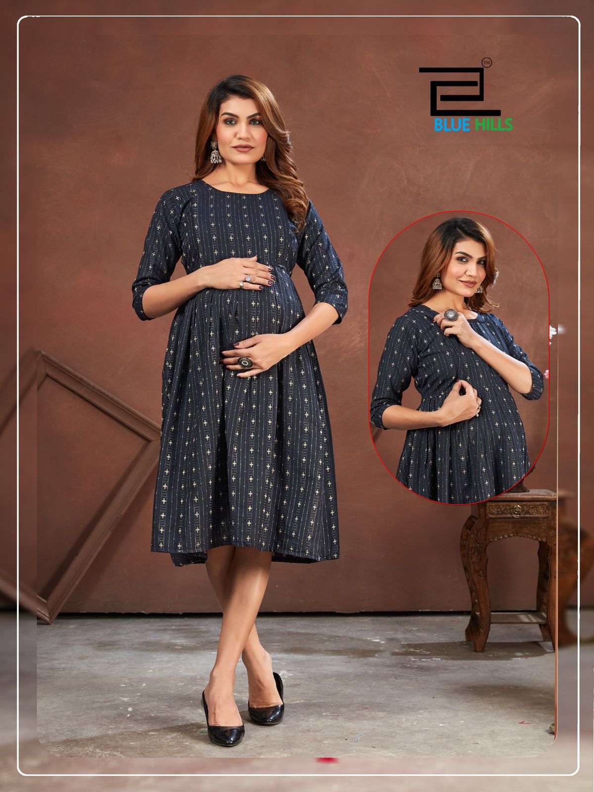 Good Newwz Blue Bluehills Feeding One Piece Gown