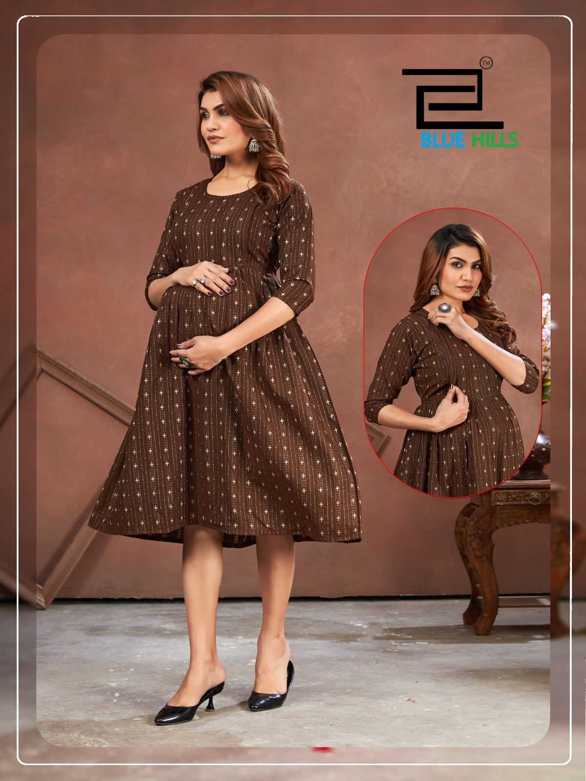 Good Newwz Coffee Bluehills Feeding One Piece Gown
