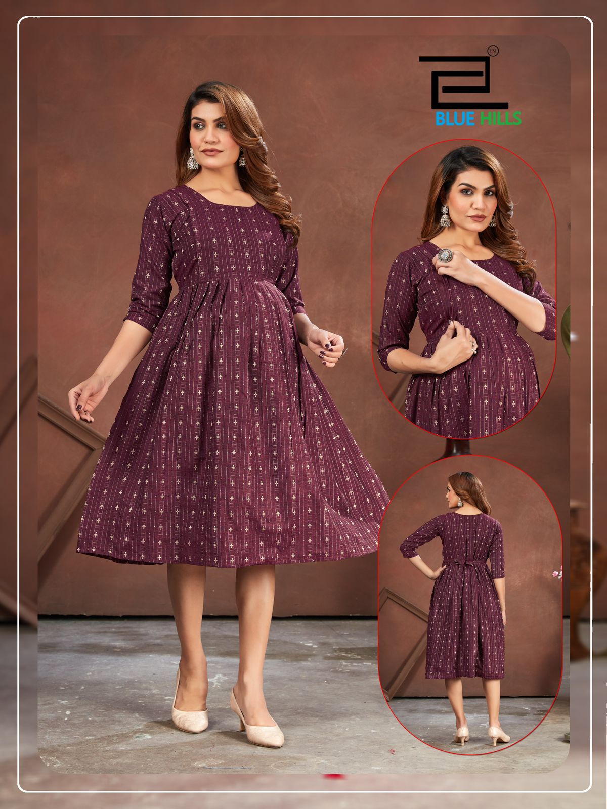 Good Newwz Wine Bluehills Feeding One Piece Gown