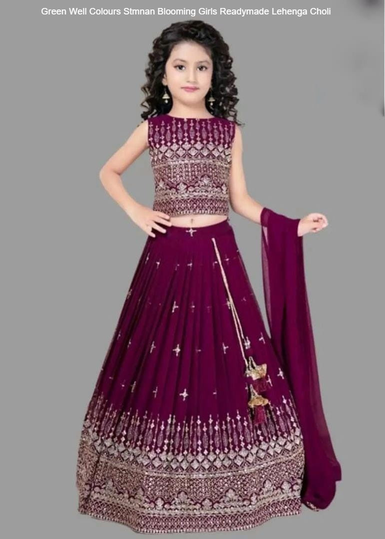 Green Well Colours Stmnan Blooming Girls Readymade Lehenga Choli