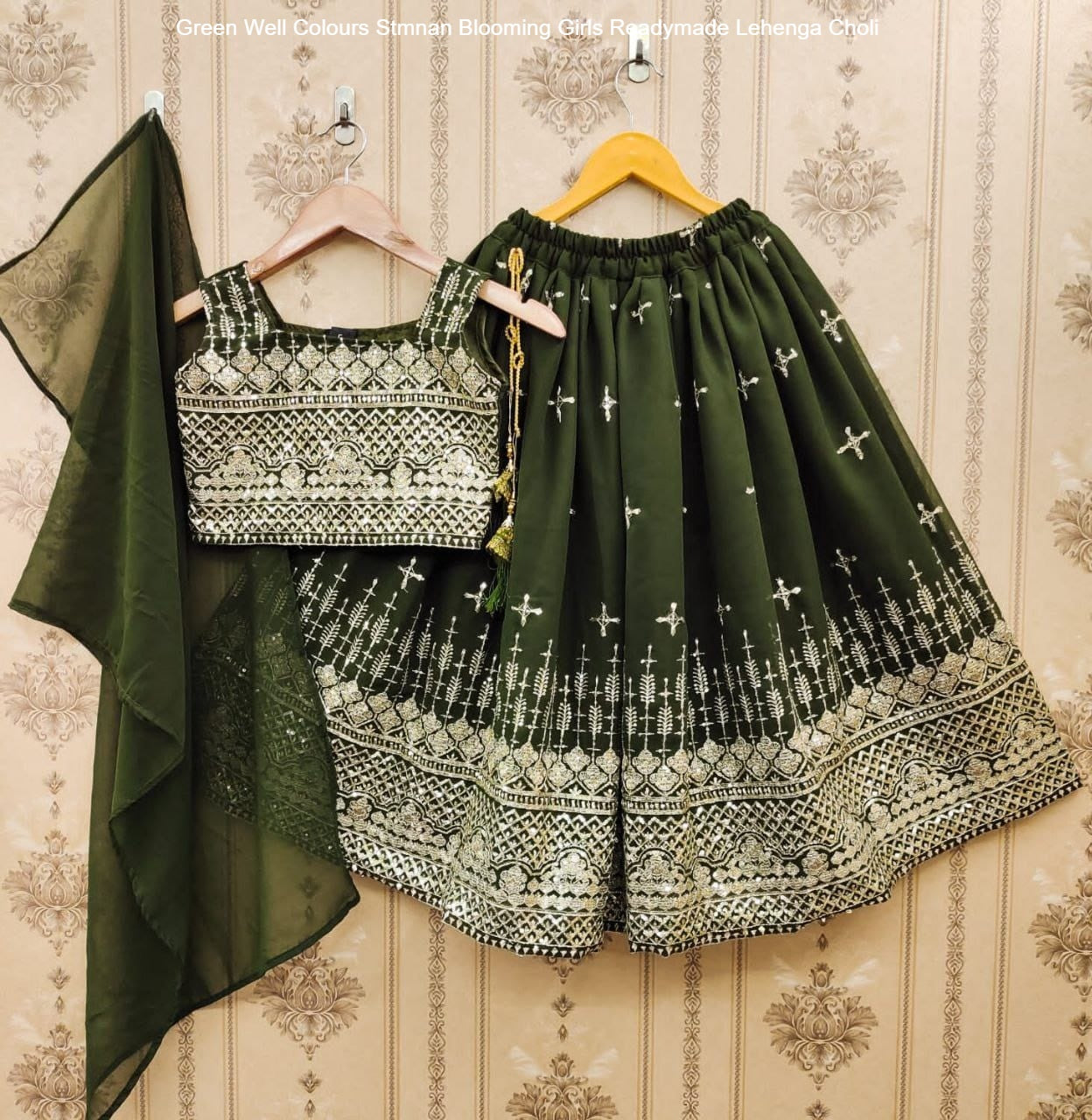 Green Well Colours Stmnan Blooming Girls Readymade Lehenga Choli