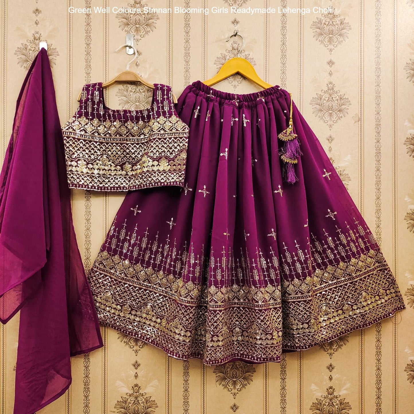 Green Well Colours Stmnan Blooming Girls Readymade Lehenga Choli