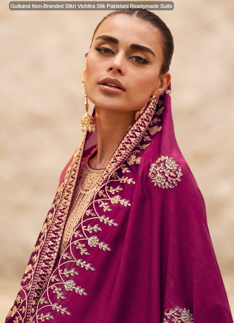 Gulkand Non-Branded Stkri Vichitra Silk Pakistani Readymade Suits