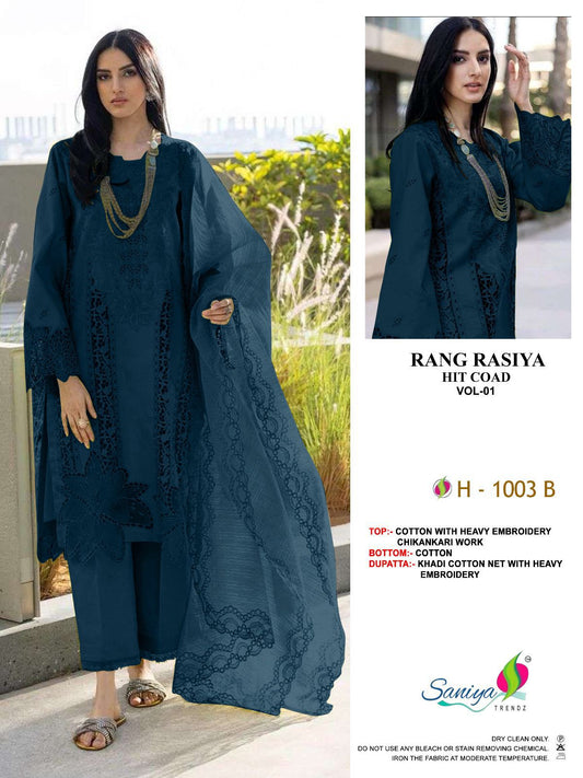 H-1003 B Rang Rasiya Vol 1 Saniya Trendz Embroidered Pakistani Salwar Suits