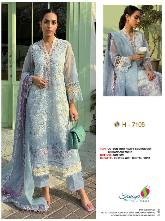 H-7105 Saniya Trendz Embroidered Pakistani Salwar Suits