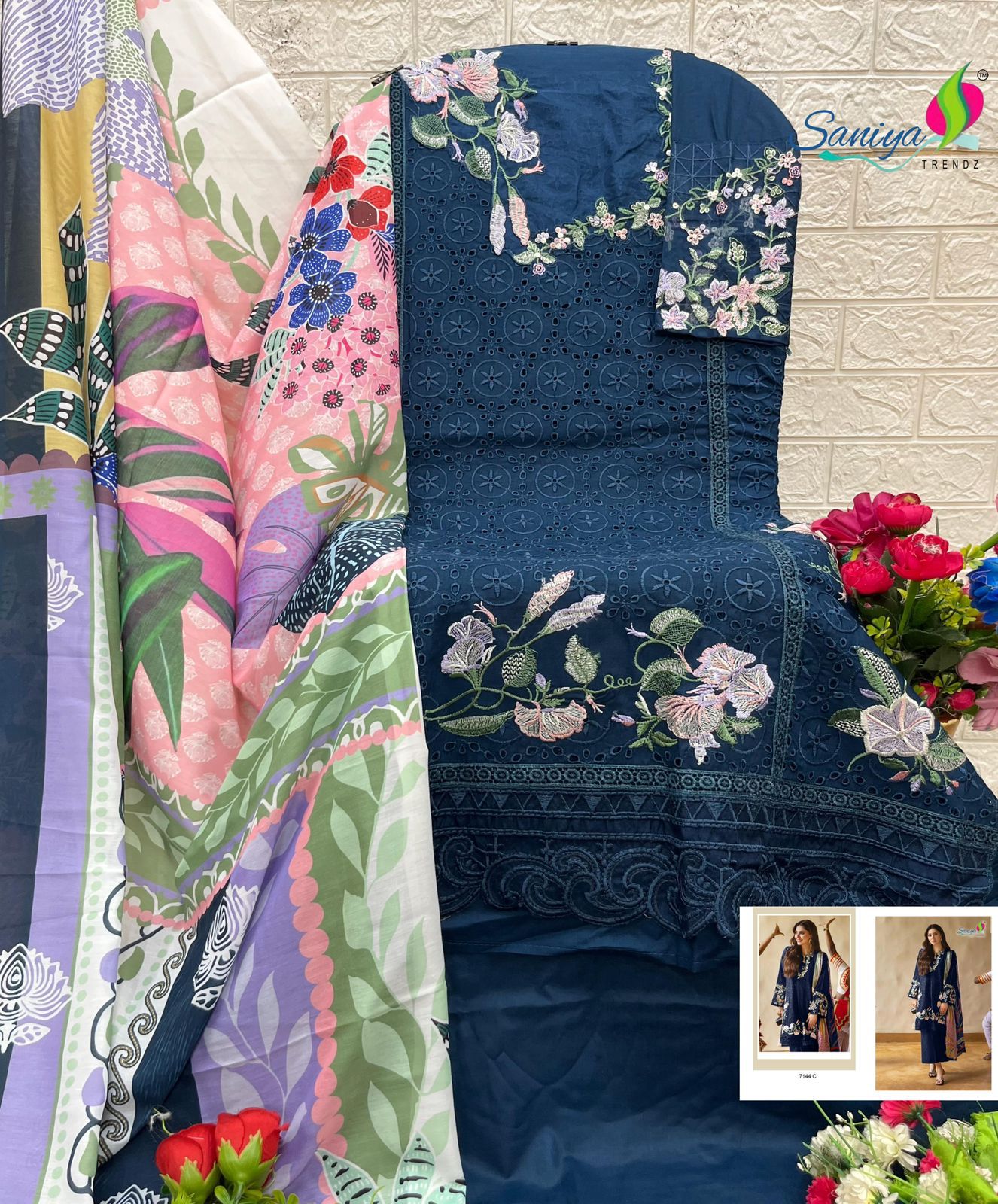 H-7144C Saniya Trendz Pure Cotton Pakistani Salwar Suits