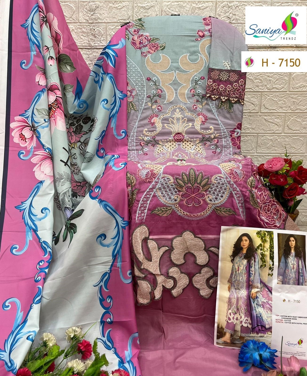 H-7150 Saniya Trendz Embroidered Pakistani Salwar Suits