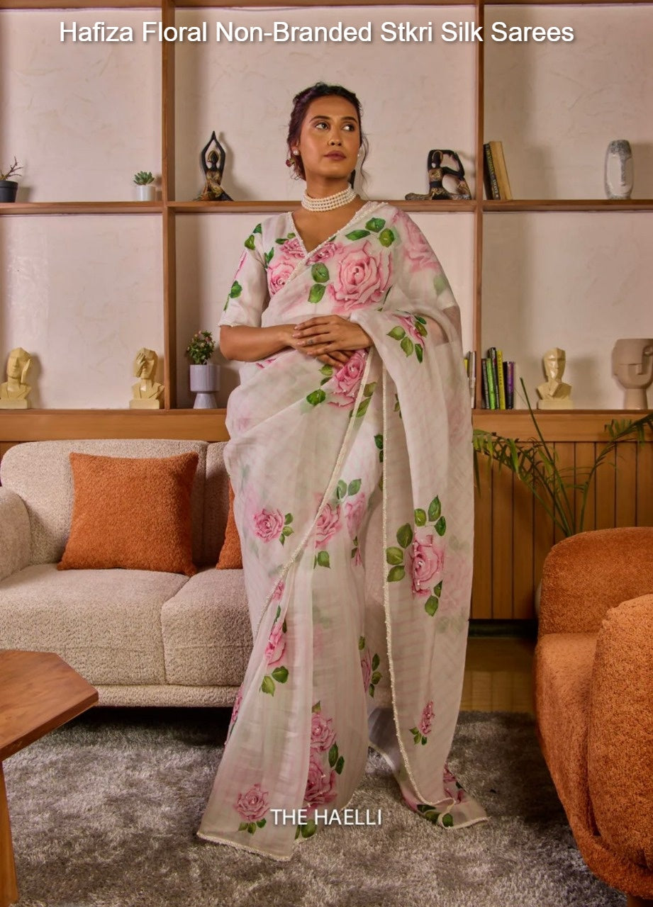 Hafiza Floral Non-Branded Stkri Silk Sarees