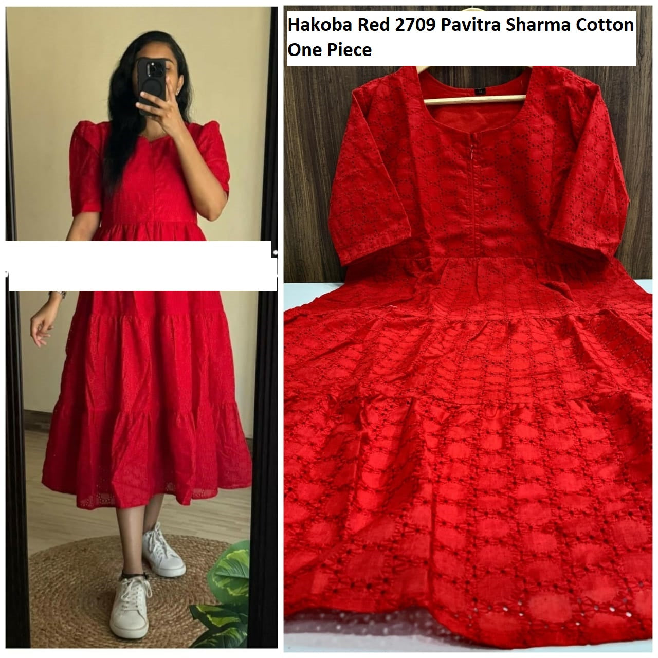 Hakoba 2709 Red Pavitra Sharma Cotton One Piece