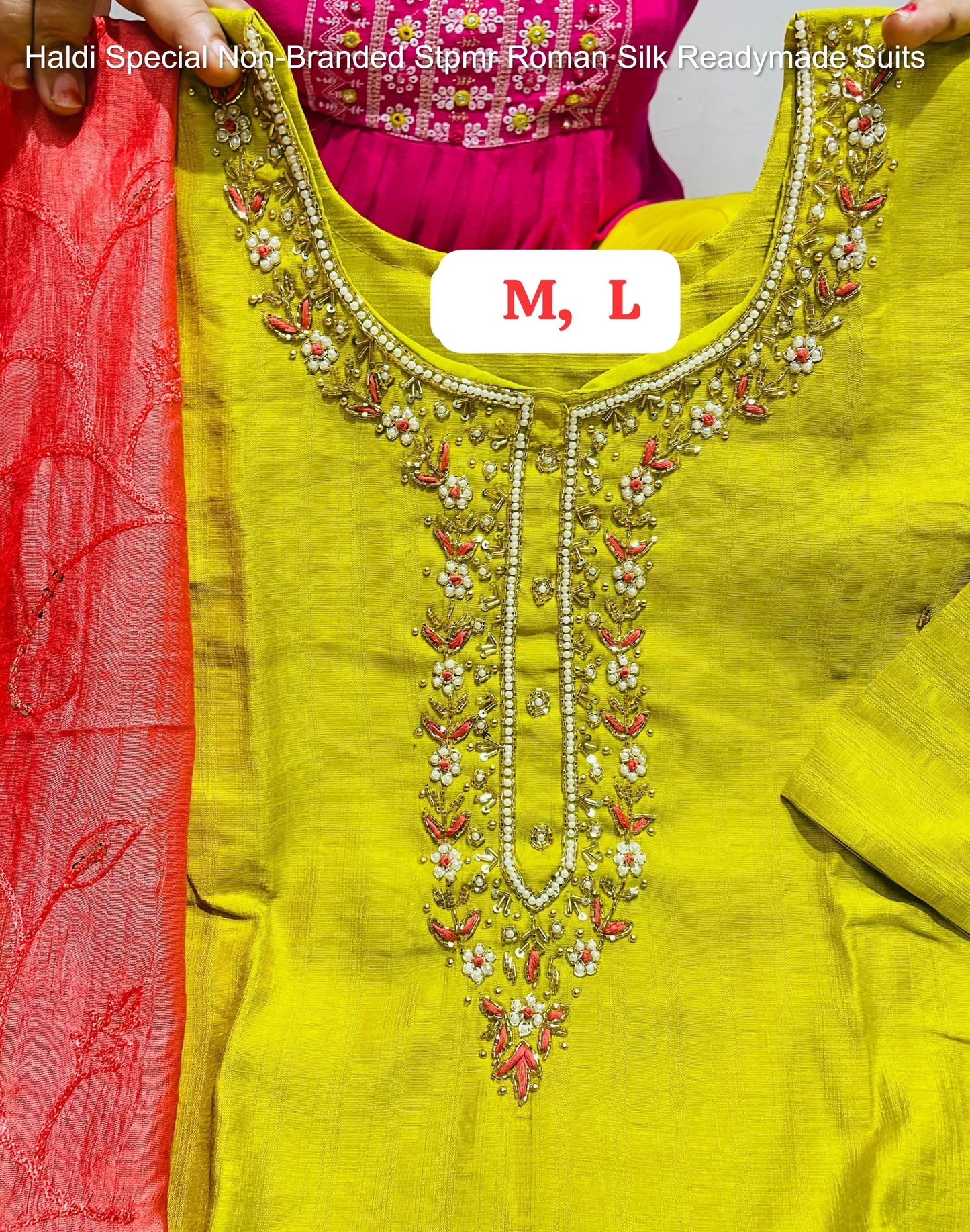 Haldi Special Non-Branded Stpmr Roman Silk Readymade Suits