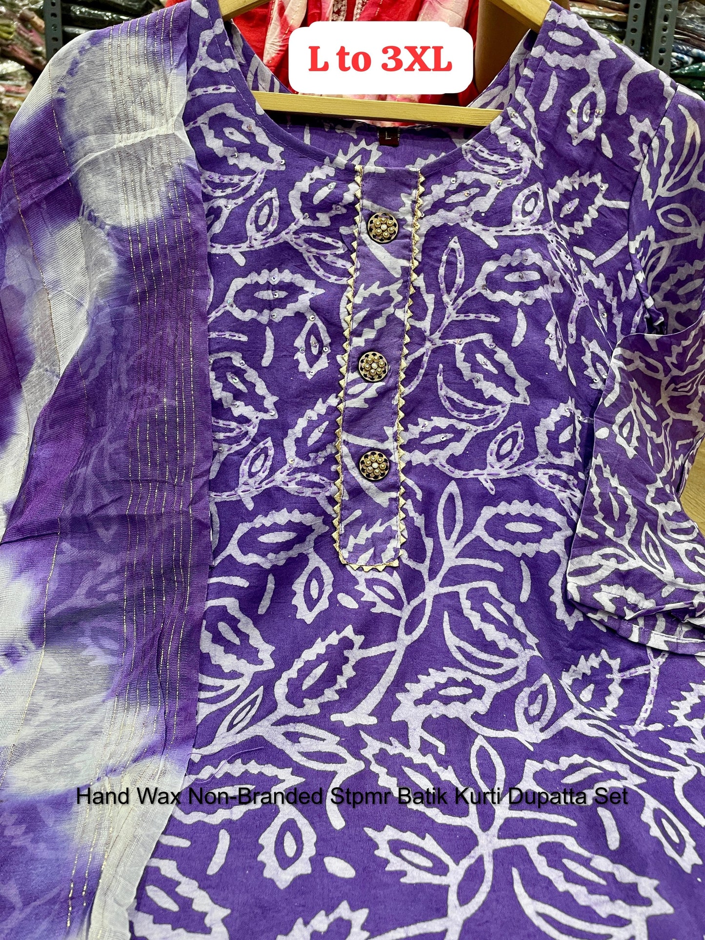Hand Wax Non-Branded Stpmr Batik Kurti Dupatta Set