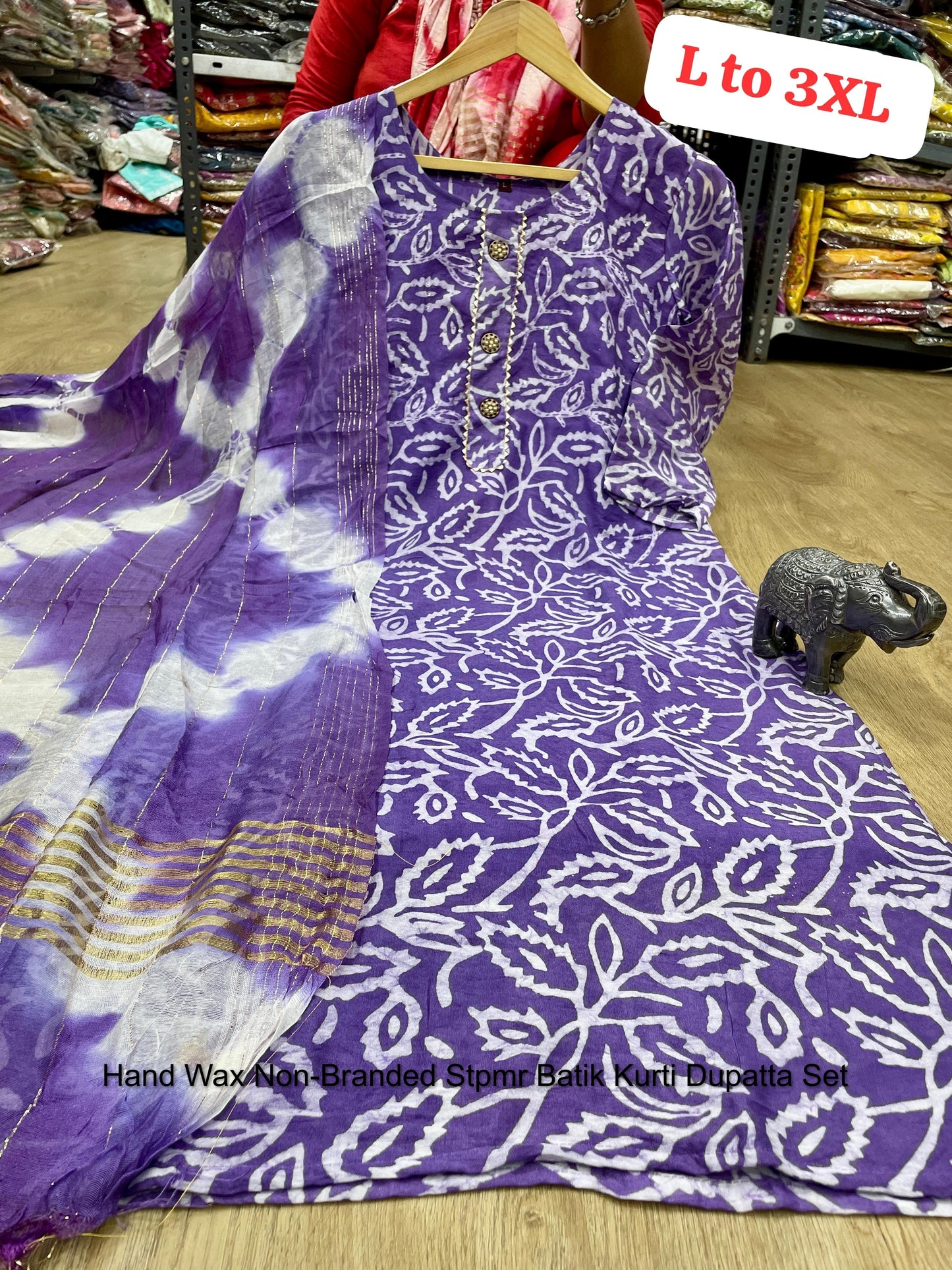 Hand Wax Non-Branded Stpmr Batik Kurti Dupatta Set