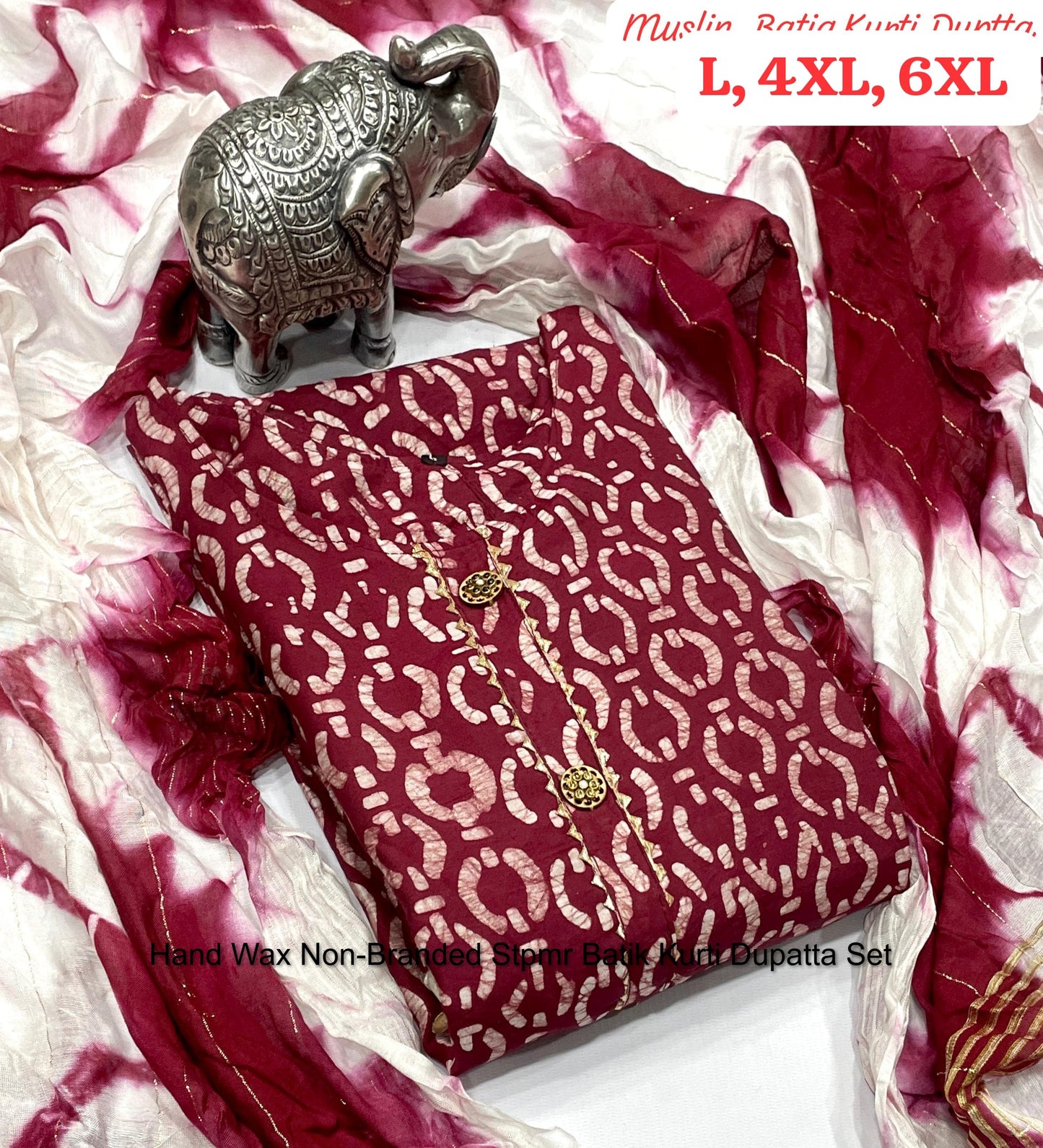 Hand Wax Non-Branded Stpmr Batik Kurti Dupatta Set