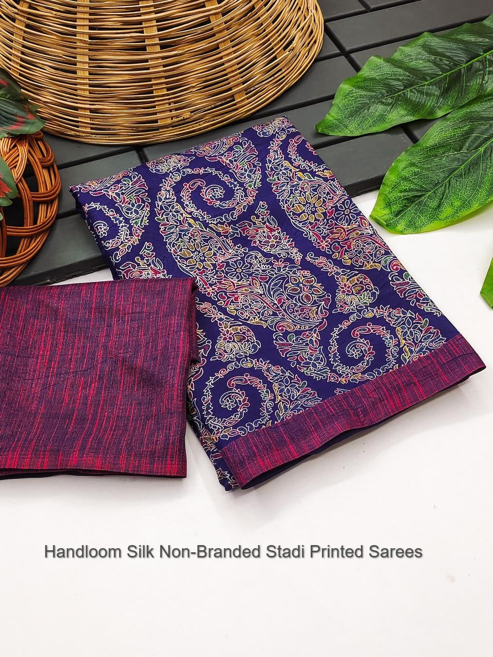 Handloom Silk Non-Branded Stadi Printed Sarees