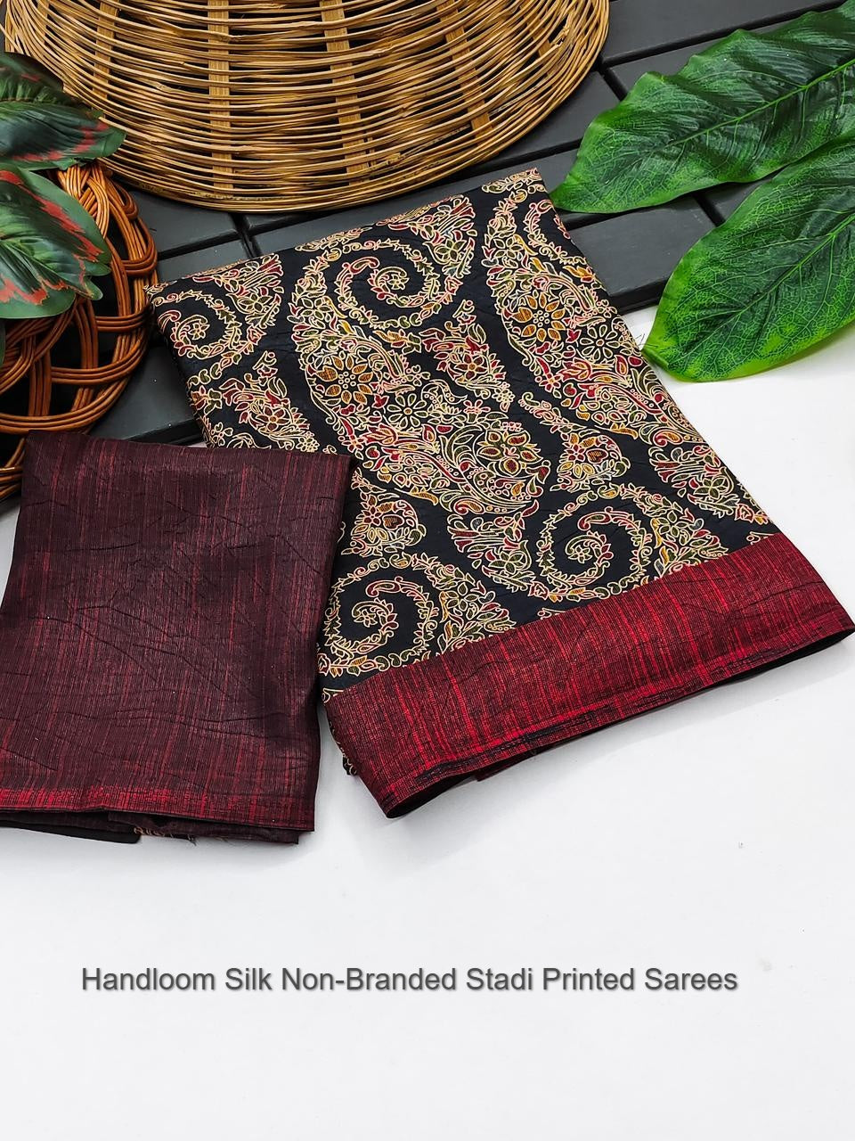 Handloom Silk Non-Branded Stadi Printed Sarees