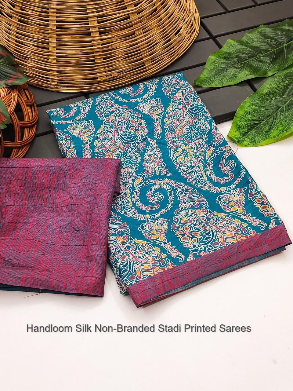 Handloom Silk Non-Branded Stadi Printed Sarees
