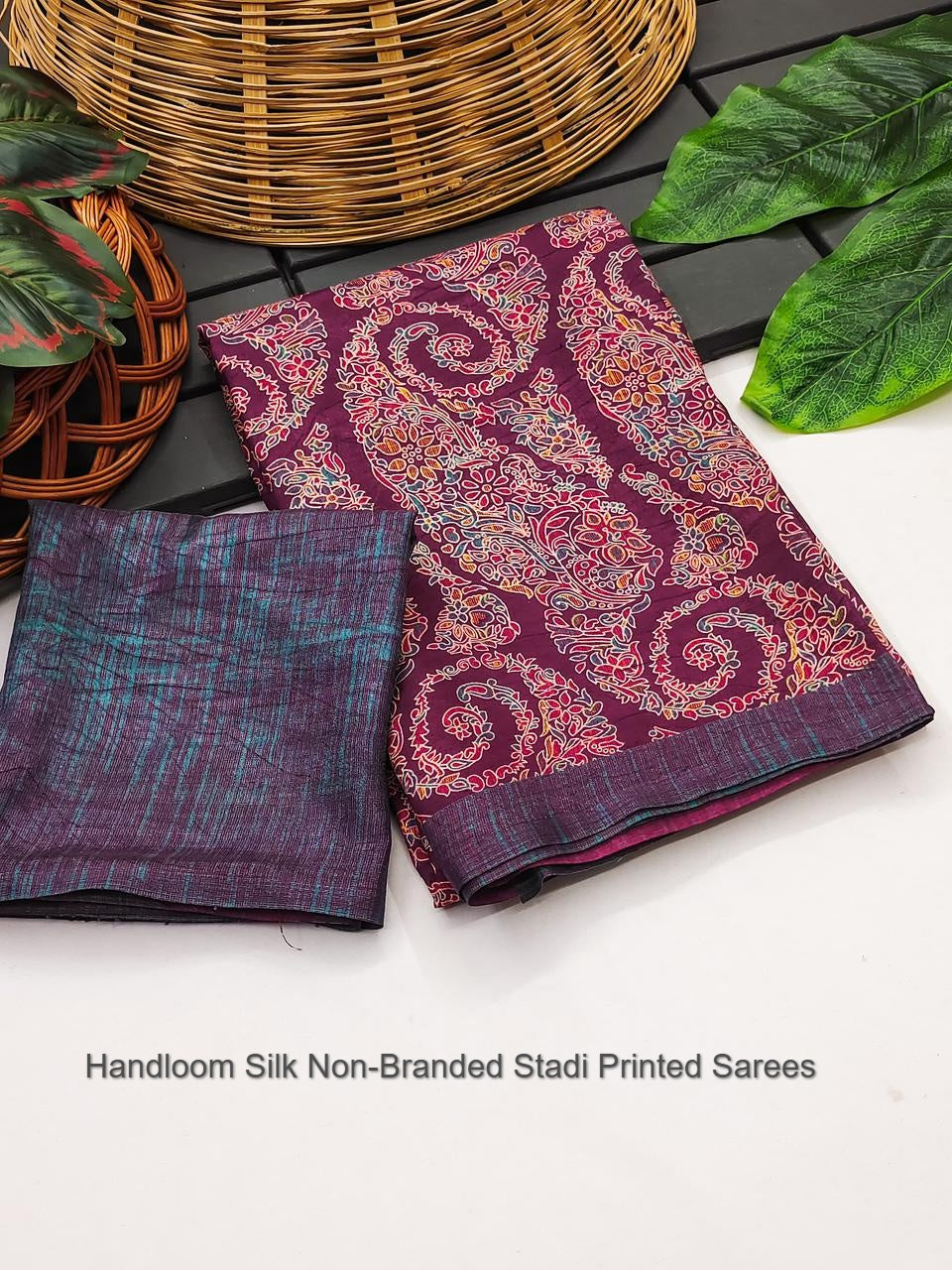 Handloom Silk Non-Branded Stadi Printed Sarees