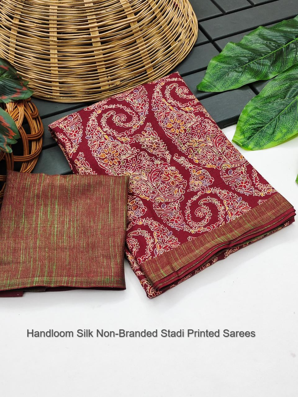Handloom Silk Non-Branded Stadi Printed Sarees