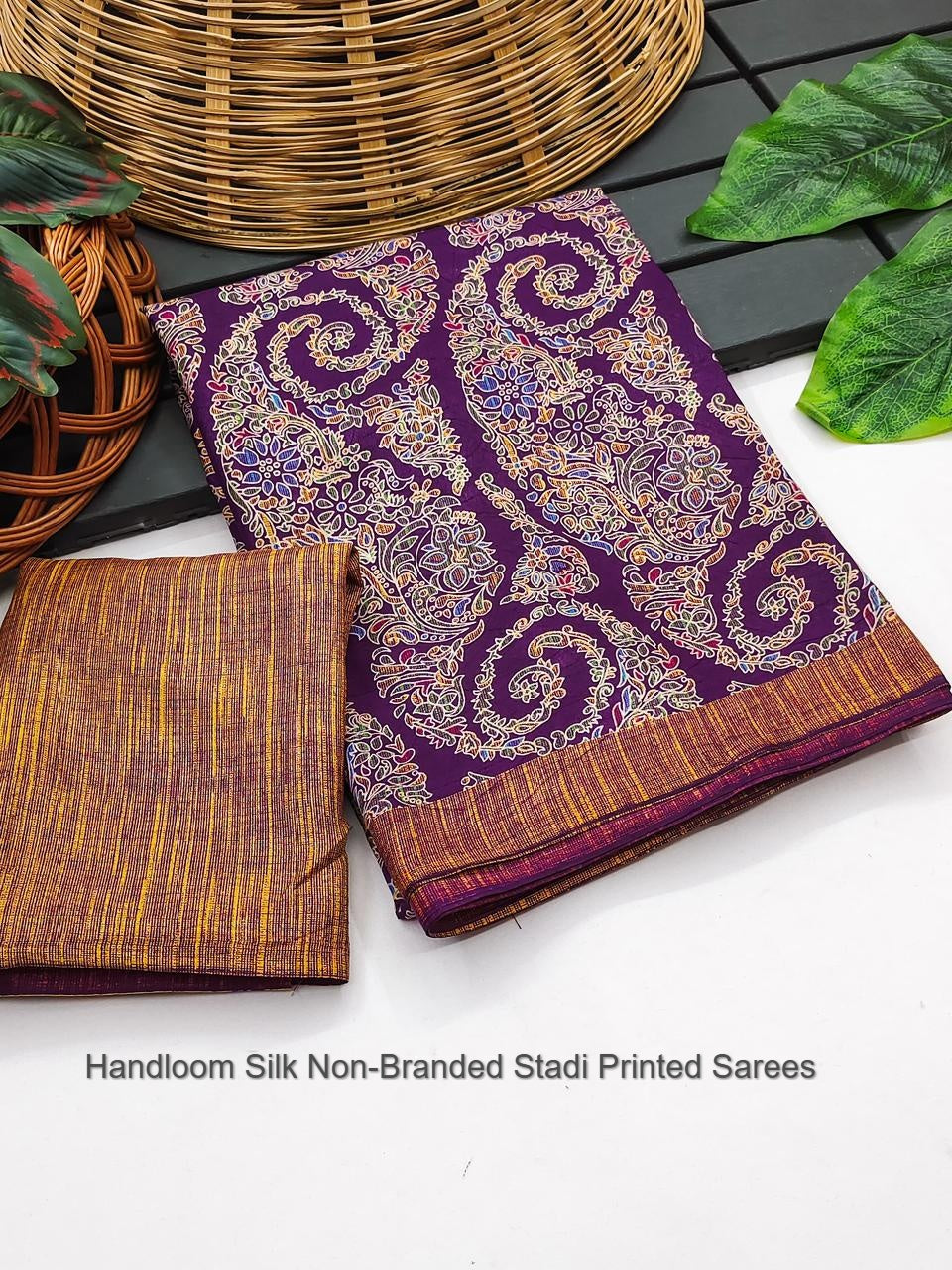 Handloom Silk Non-Branded Stadi Printed Sarees