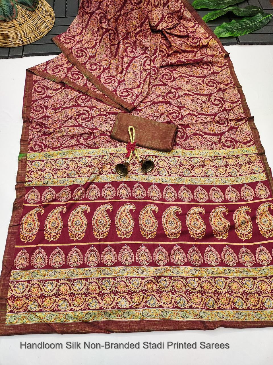 Handloom Silk Non-Branded Stadi Printed Sarees