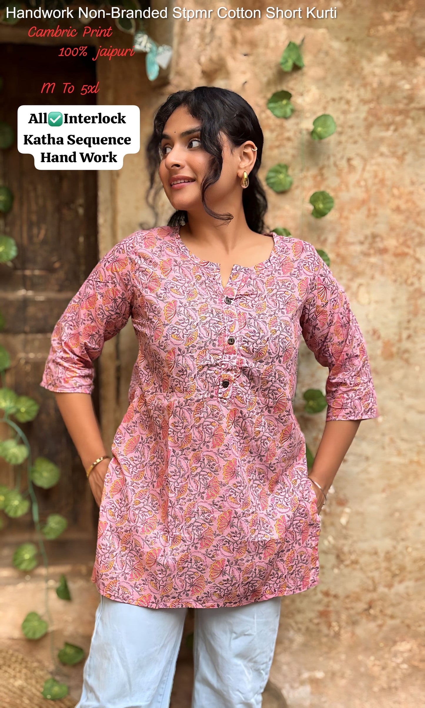 Handwork Non-Branded Stpmr Cotton Short Kurti