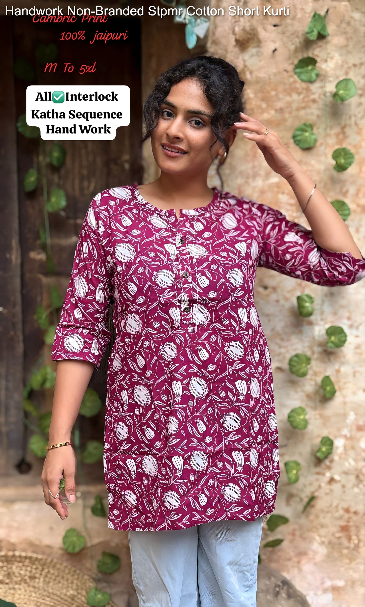 Handwork Non-Branded Stpmr Cotton Short Kurti