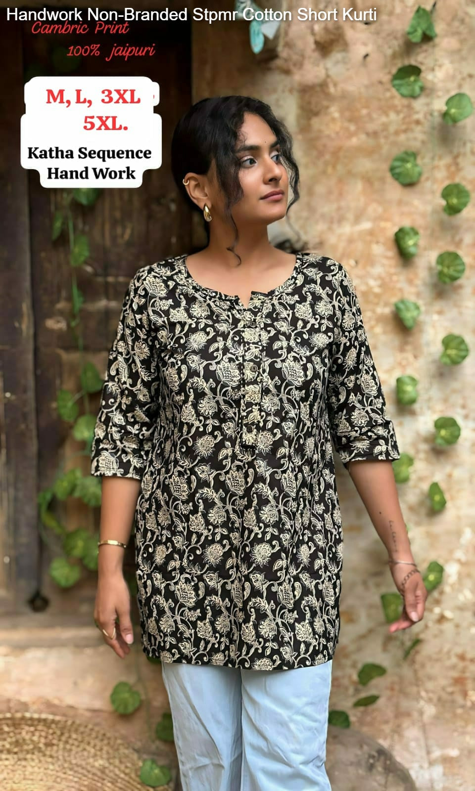 Handwork Non-Branded Stpmr Cotton Short Kurti