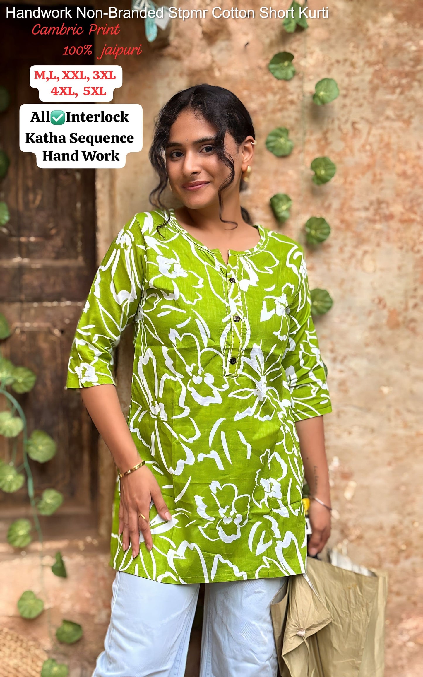 Handwork Non-Branded Stpmr Cotton Short Kurti