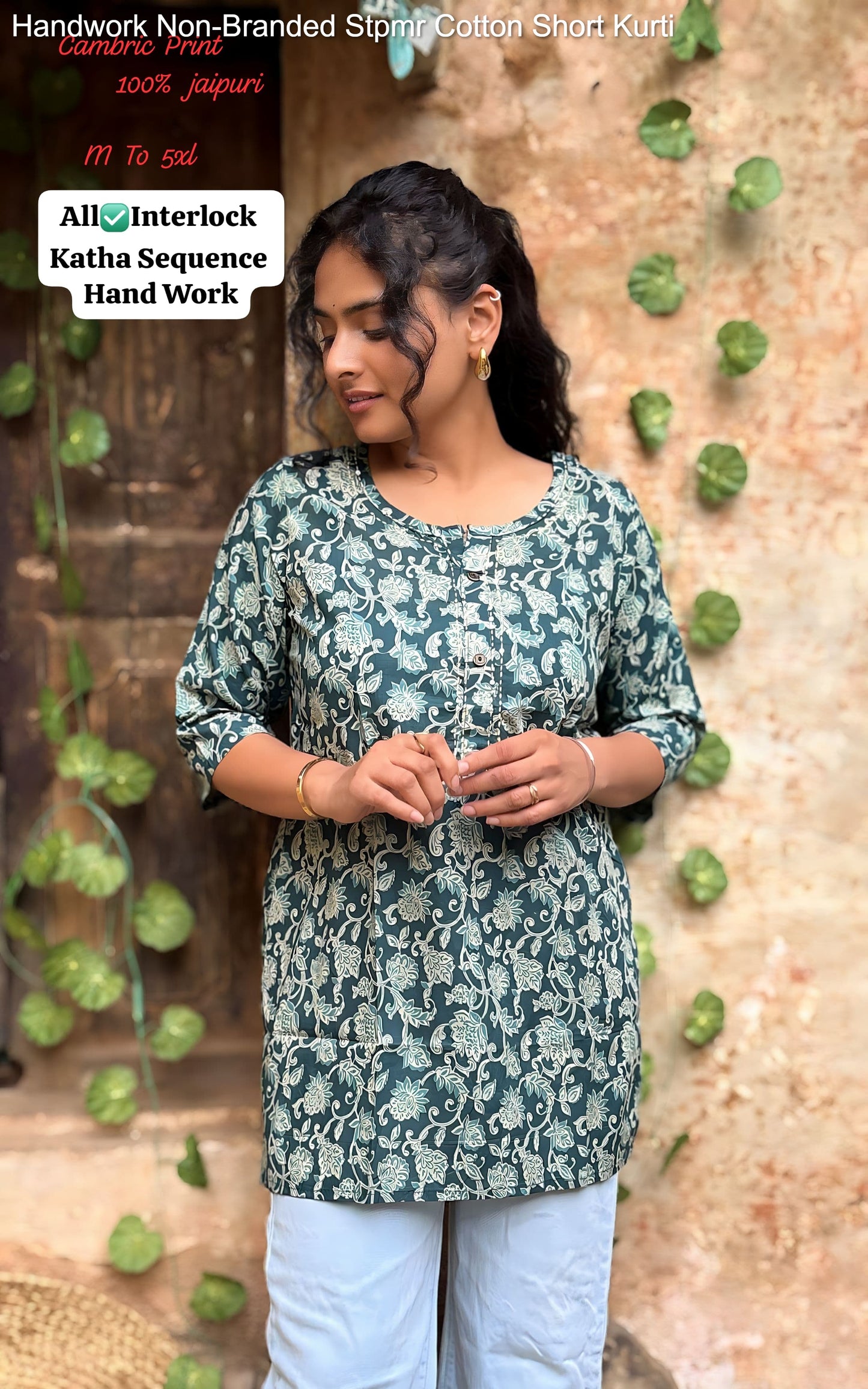 Handwork Non-Branded Stpmr Cotton Short Kurti