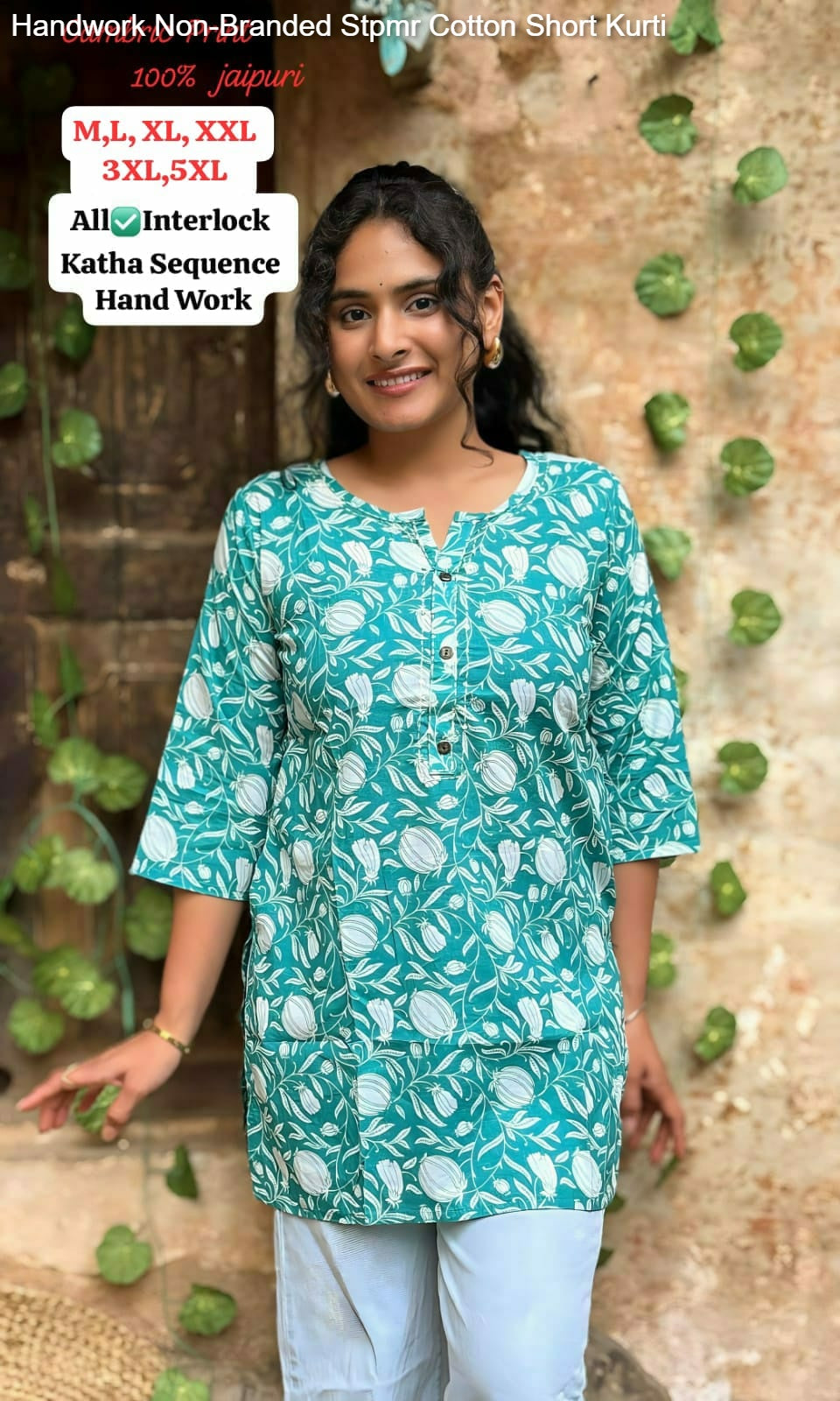 Handwork Non-Branded Stpmr Cotton Short Kurti