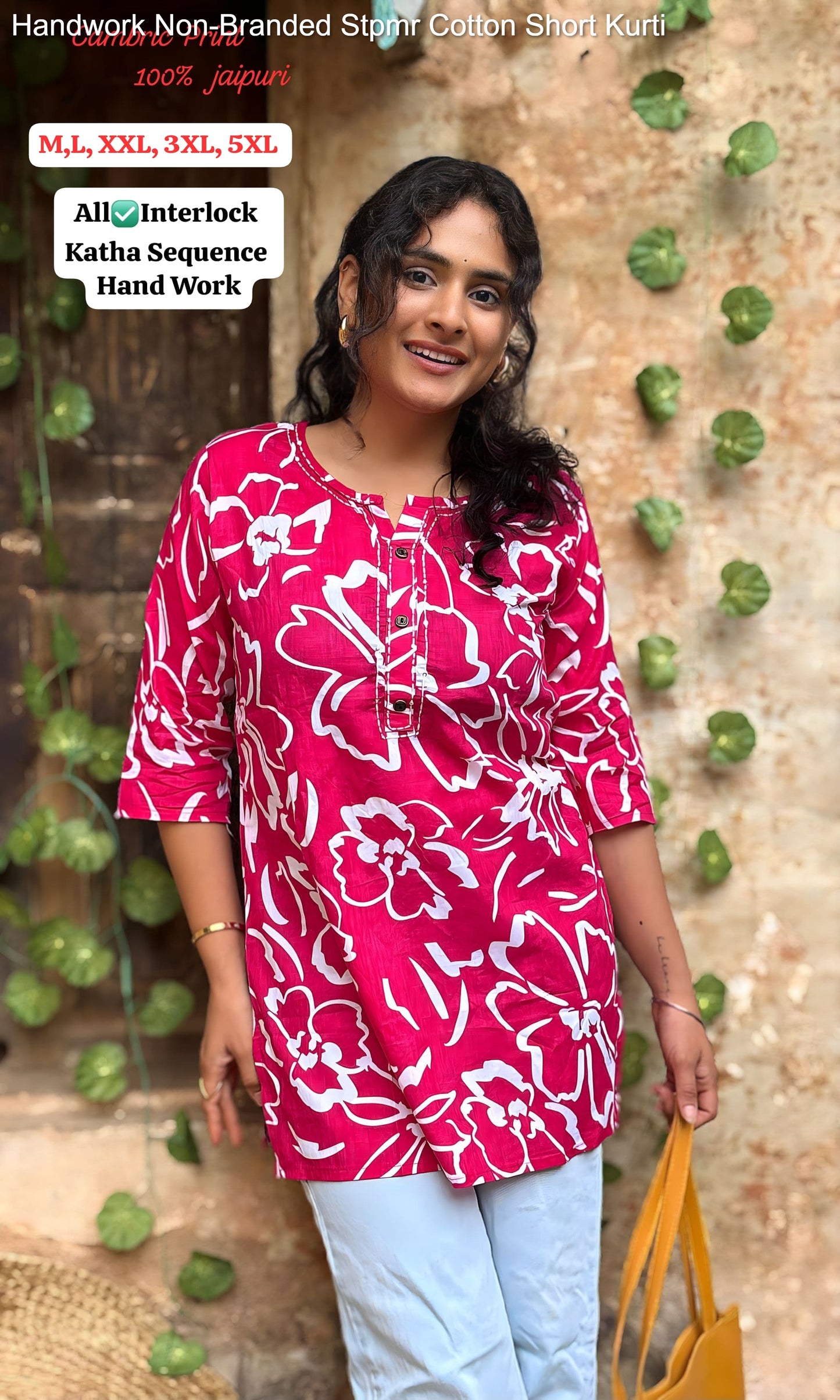 Handwork Non-Branded Stpmr Cotton Short Kurti