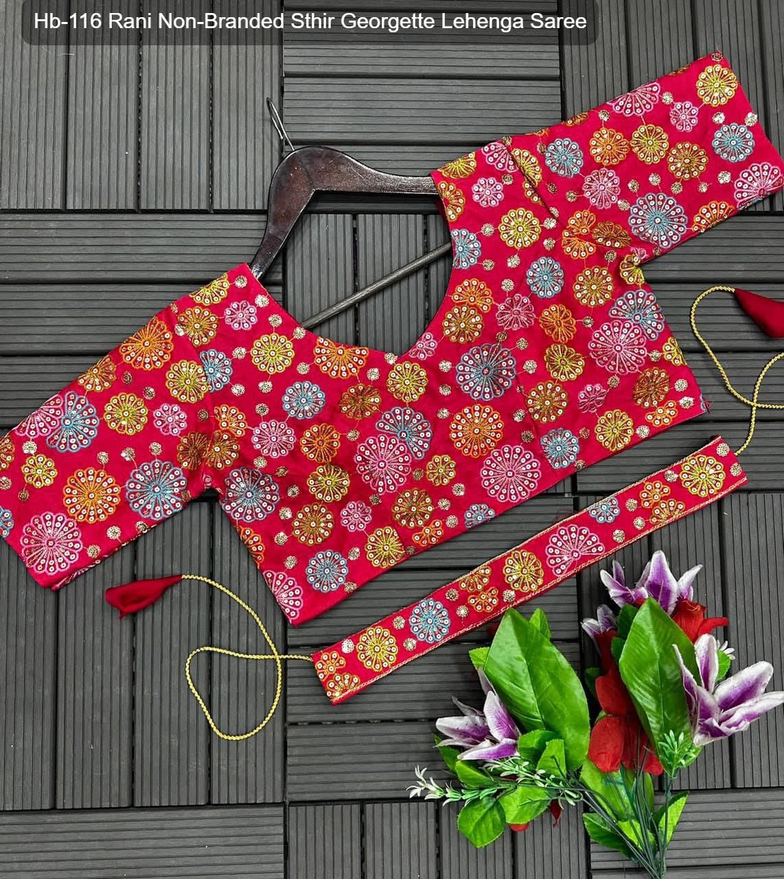 Hb-116 Rani Non-Branded Sthir Georgette Lehenga Saree