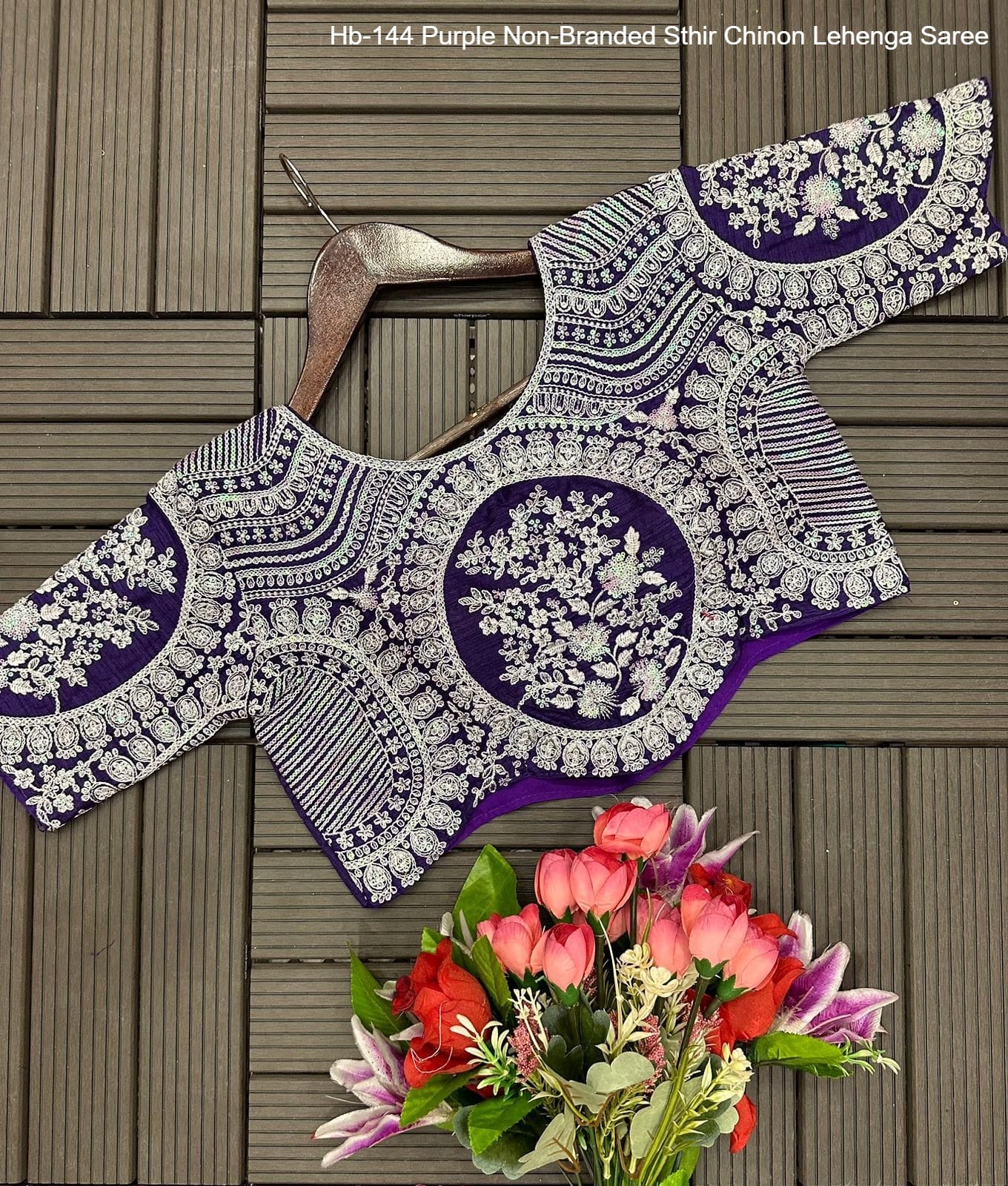 Hb-144 Purple Non-Branded Sthir Chinon Lehenga Saree