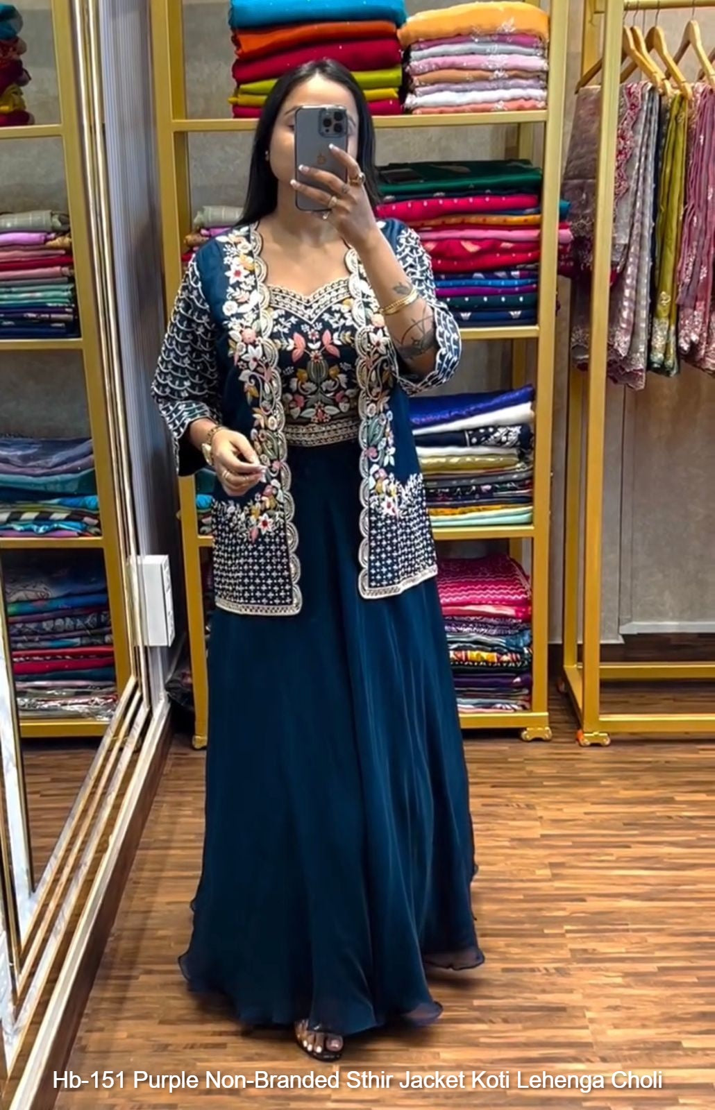 Hb-151 Purple Non-Branded Sthir Jacket Koti Lehenga Choli