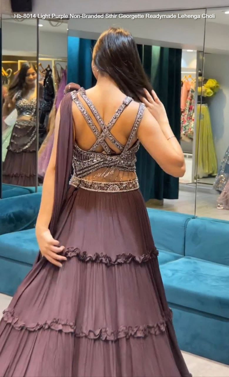 Hb-8014 Light Purple Non-Branded Sthir Georgette Readymade Lehenga Choli
