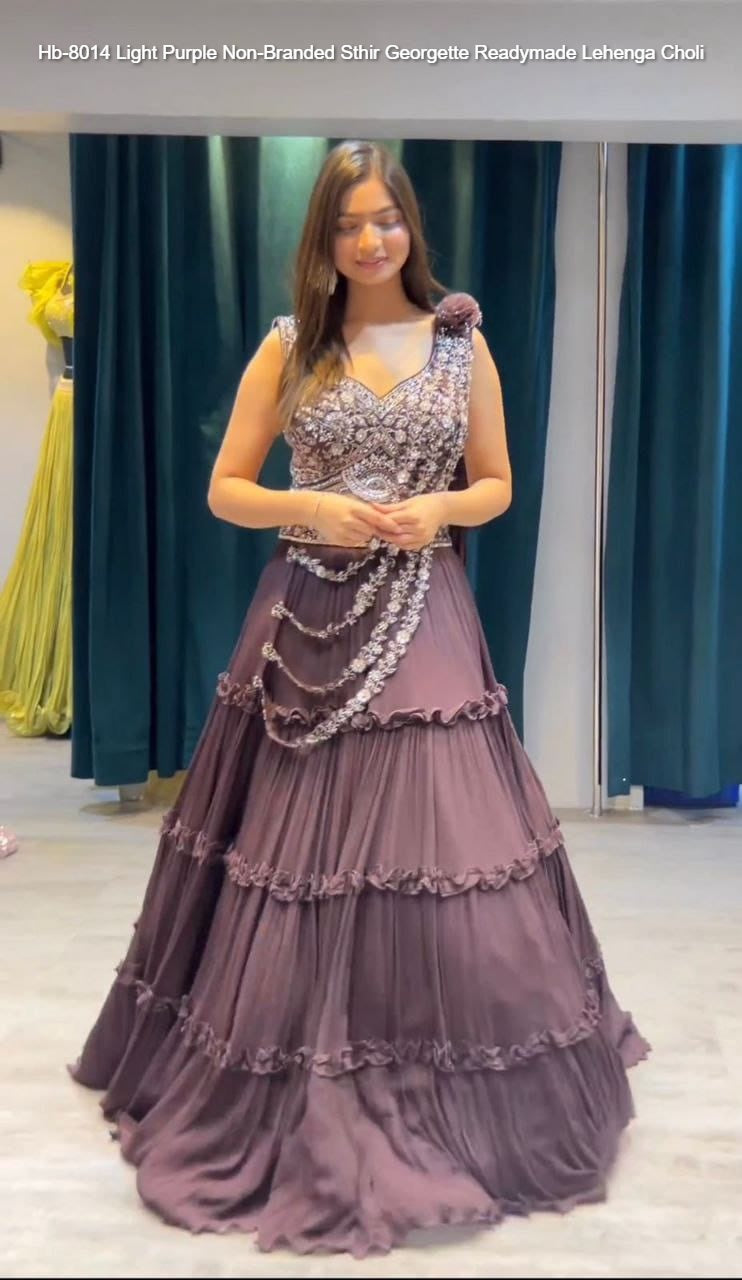 Hb-8014 Light Purple Non-Branded Sthir Georgette Readymade Lehenga Choli