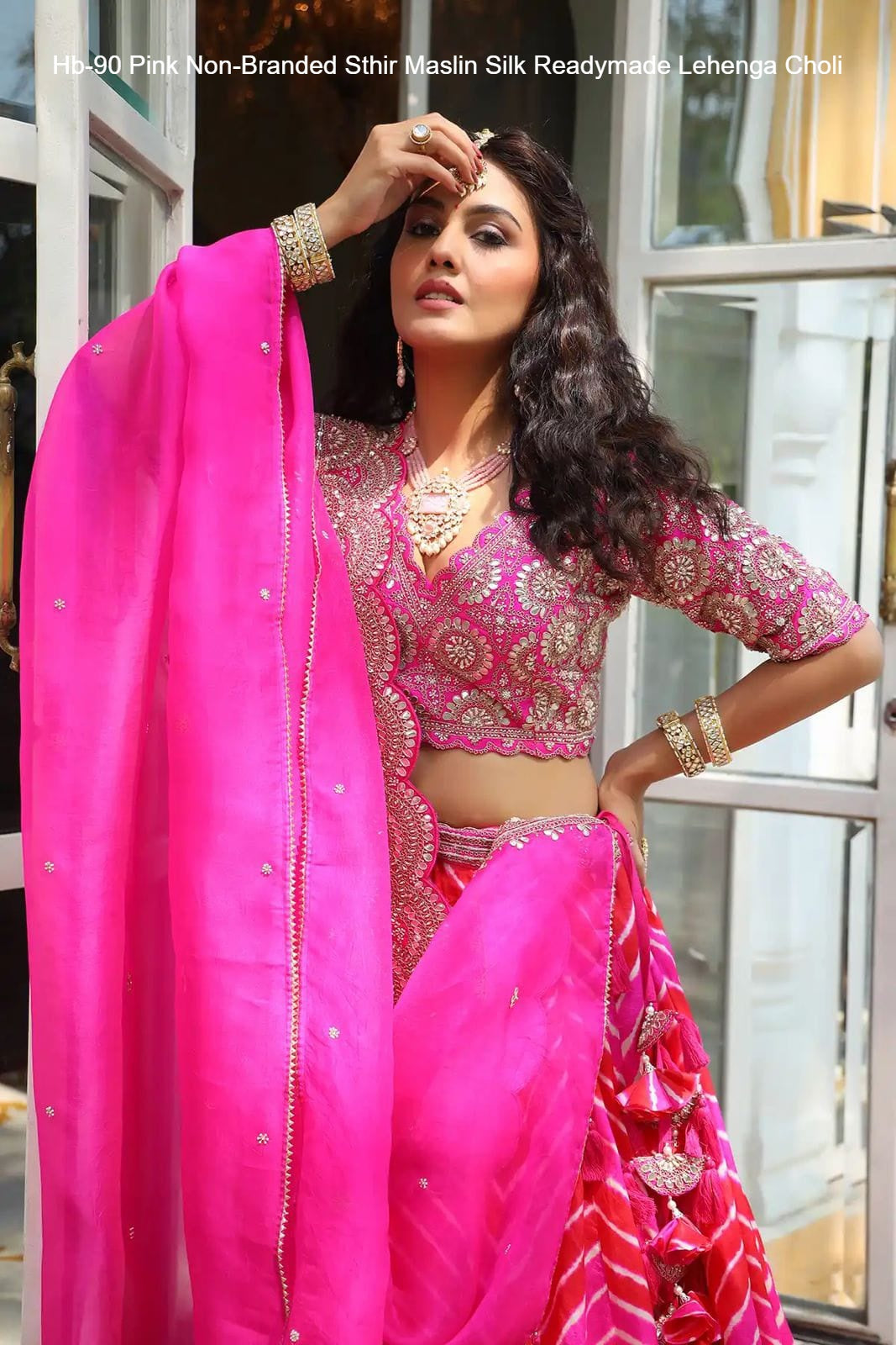 Hb-90 Pink Non-Branded Sthir Maslin Silk Readymade Lehenga Choli