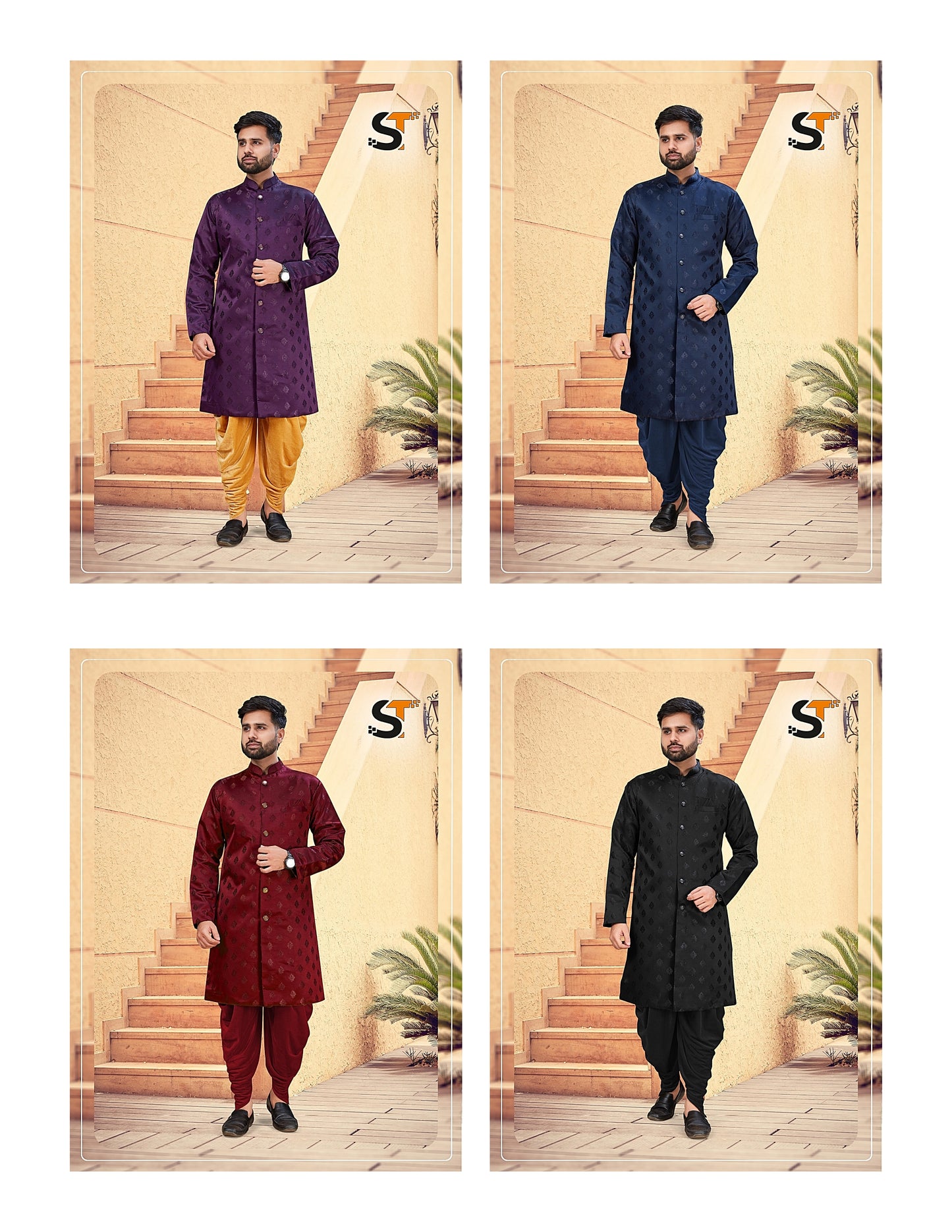 Heavy Jacquard Salas Dhoti Mens Kurta